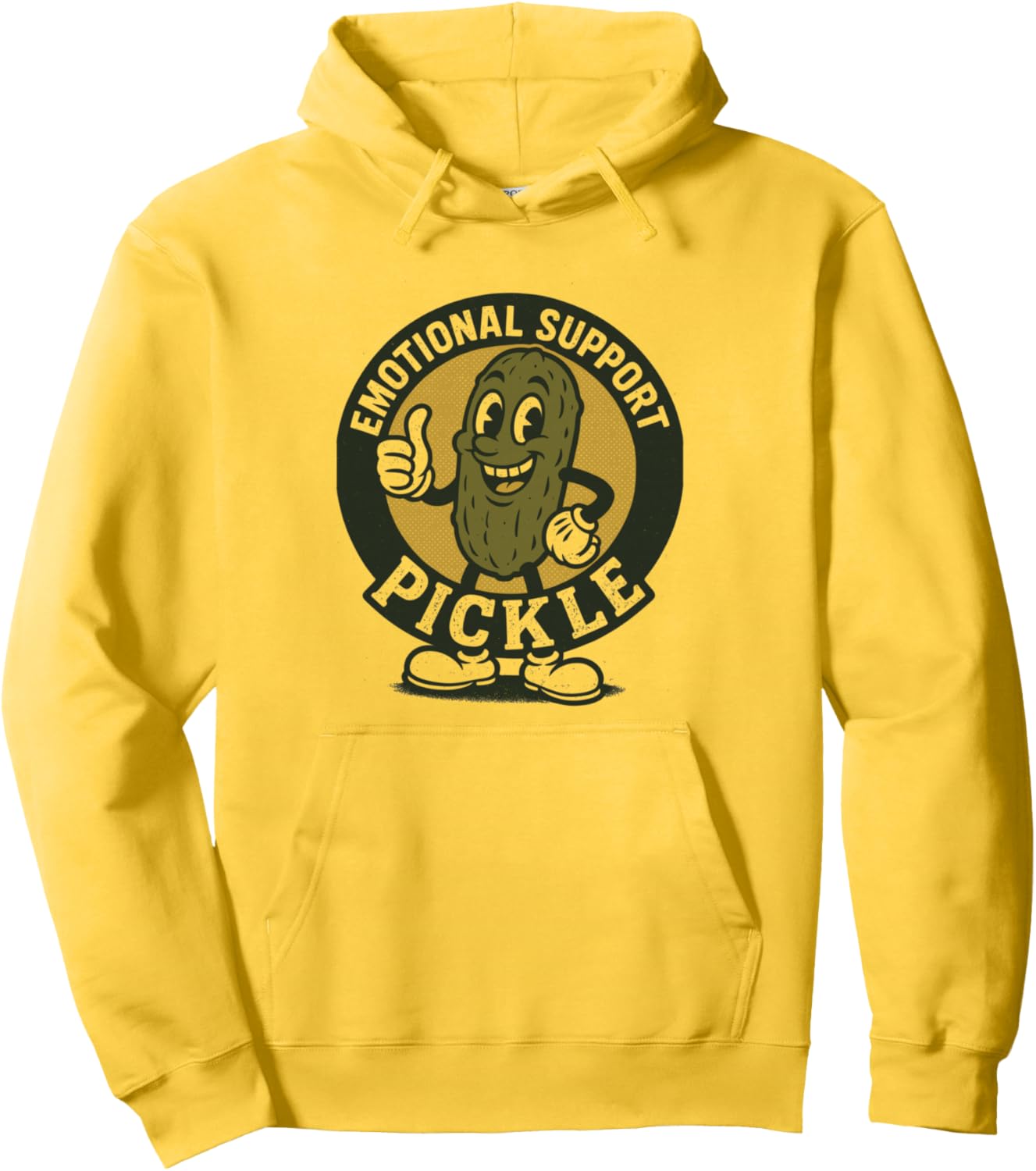 Emotional Support Pickle Cartoon Retro Style Pullover Hoodie