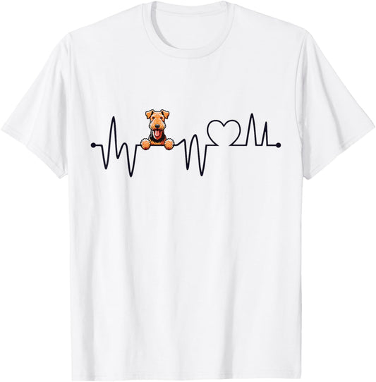 Airedale Terrier Heartbeat - Men Women Kids Airedale Lover T-Shirt