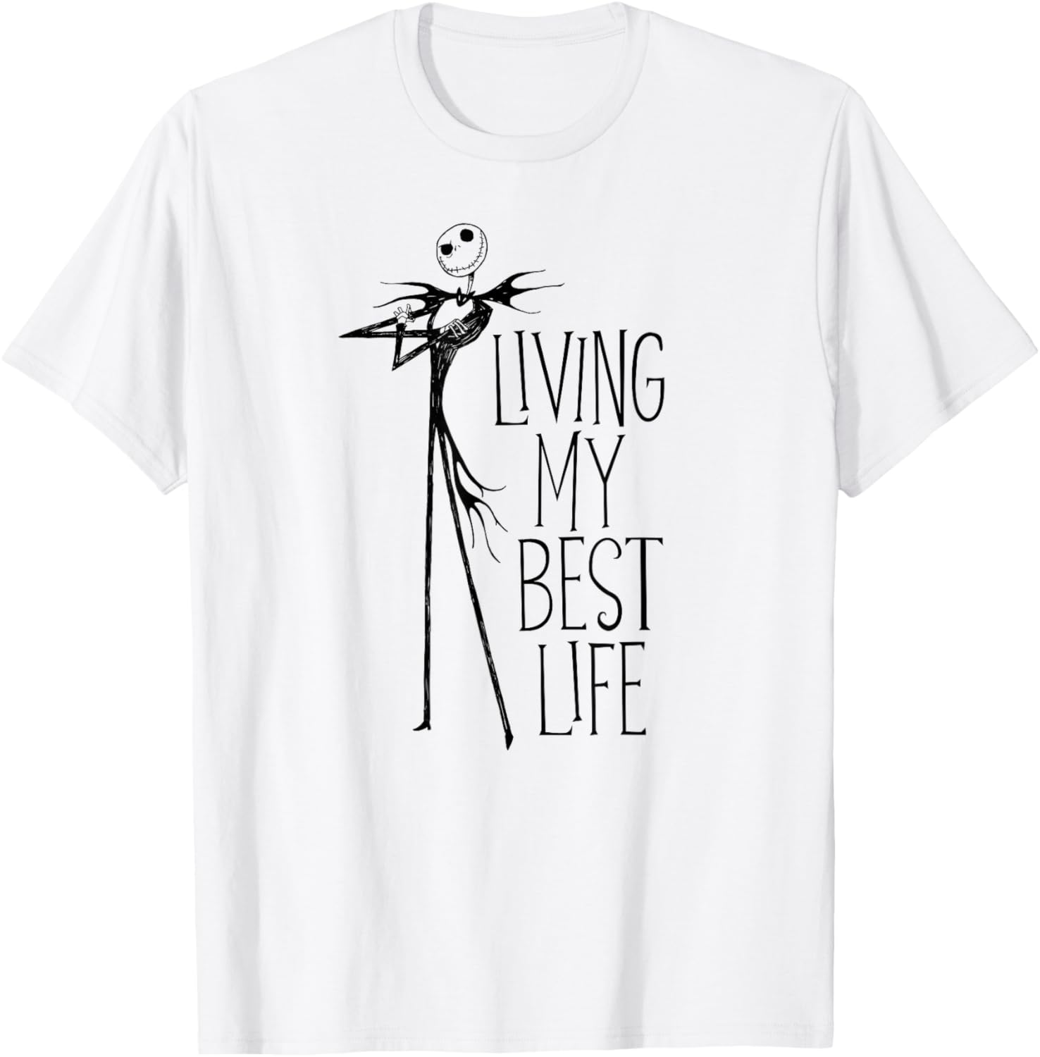 Amazon Essentials Men's Nightmare Before Christmas Jack Living My Best Life Graphic T-Shirt, White, Small