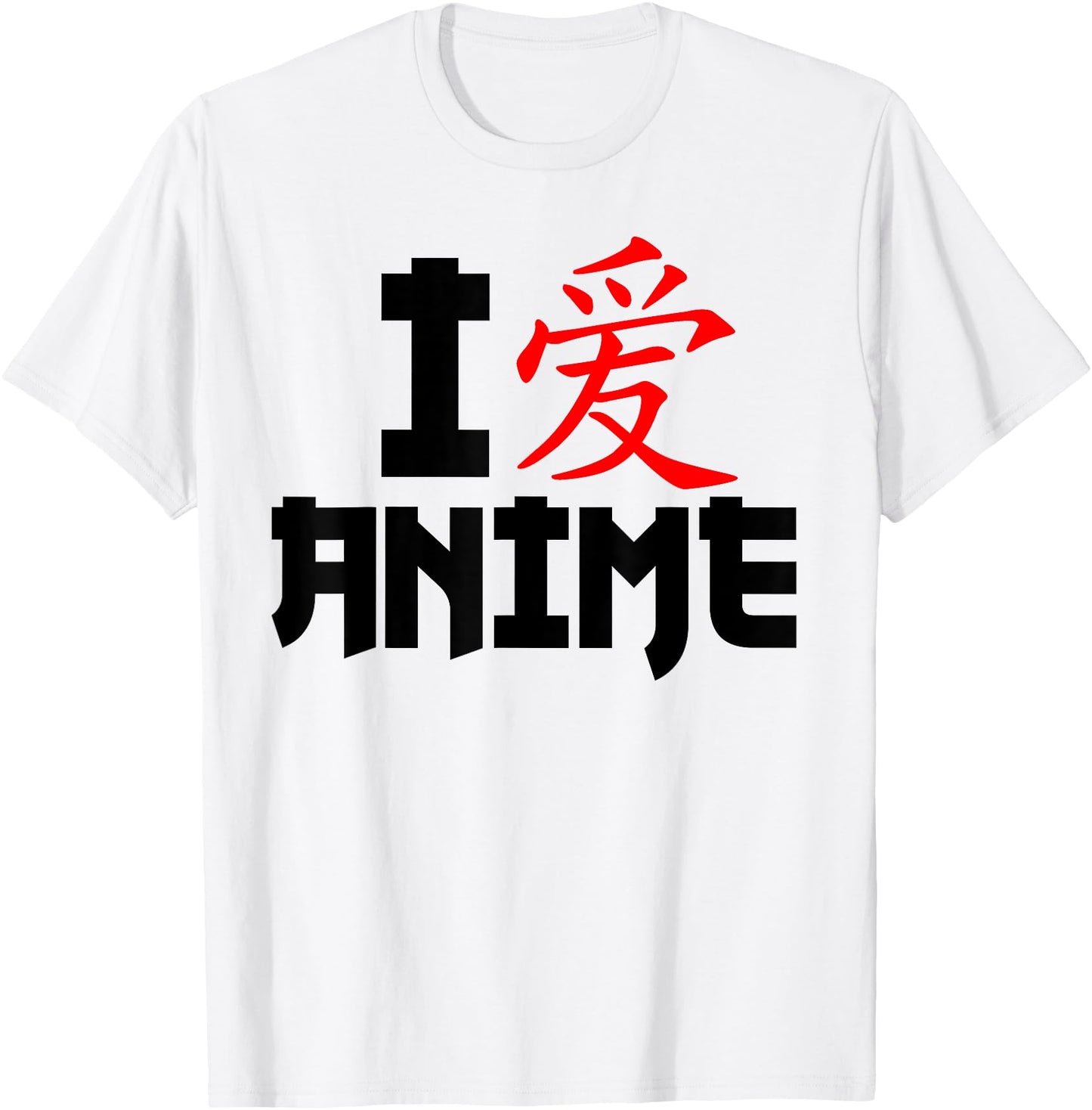 I Love Anime T-Shirt - Black & Red Japanese Character Design