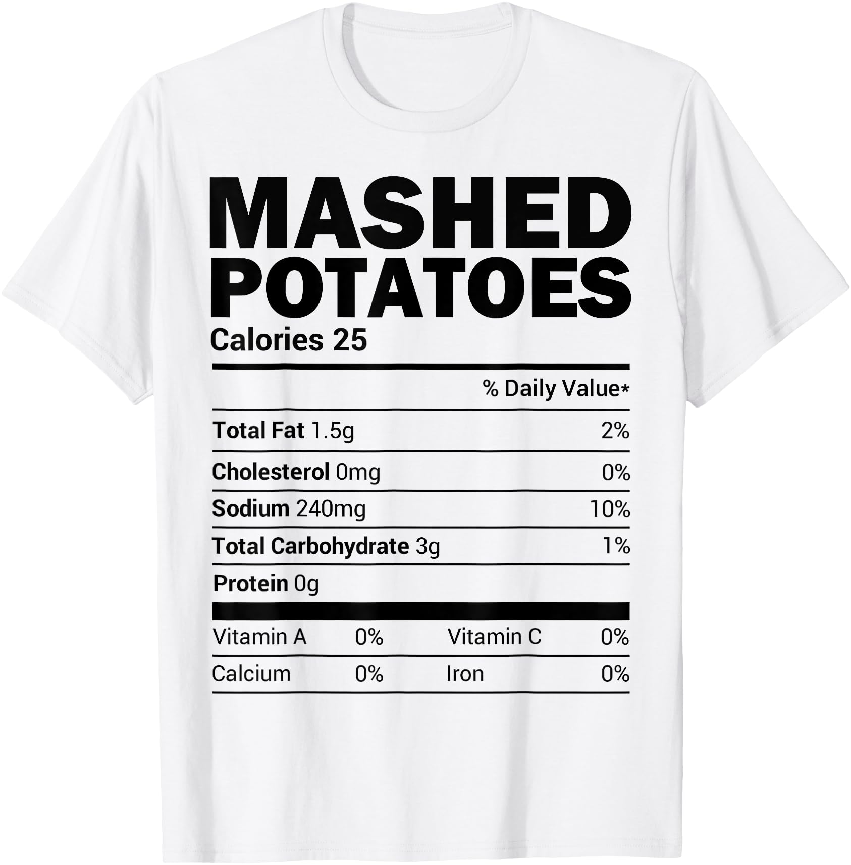 Mashed Potato Nutrition Tee Funny Matching Christmas Costume