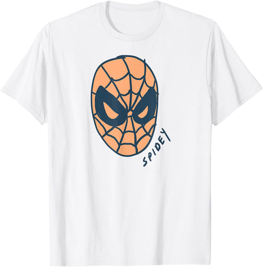 Amazon Essentials Men's MARVEL SPIDER-MAN SPIDEY MASK T-Shirt, White, Small