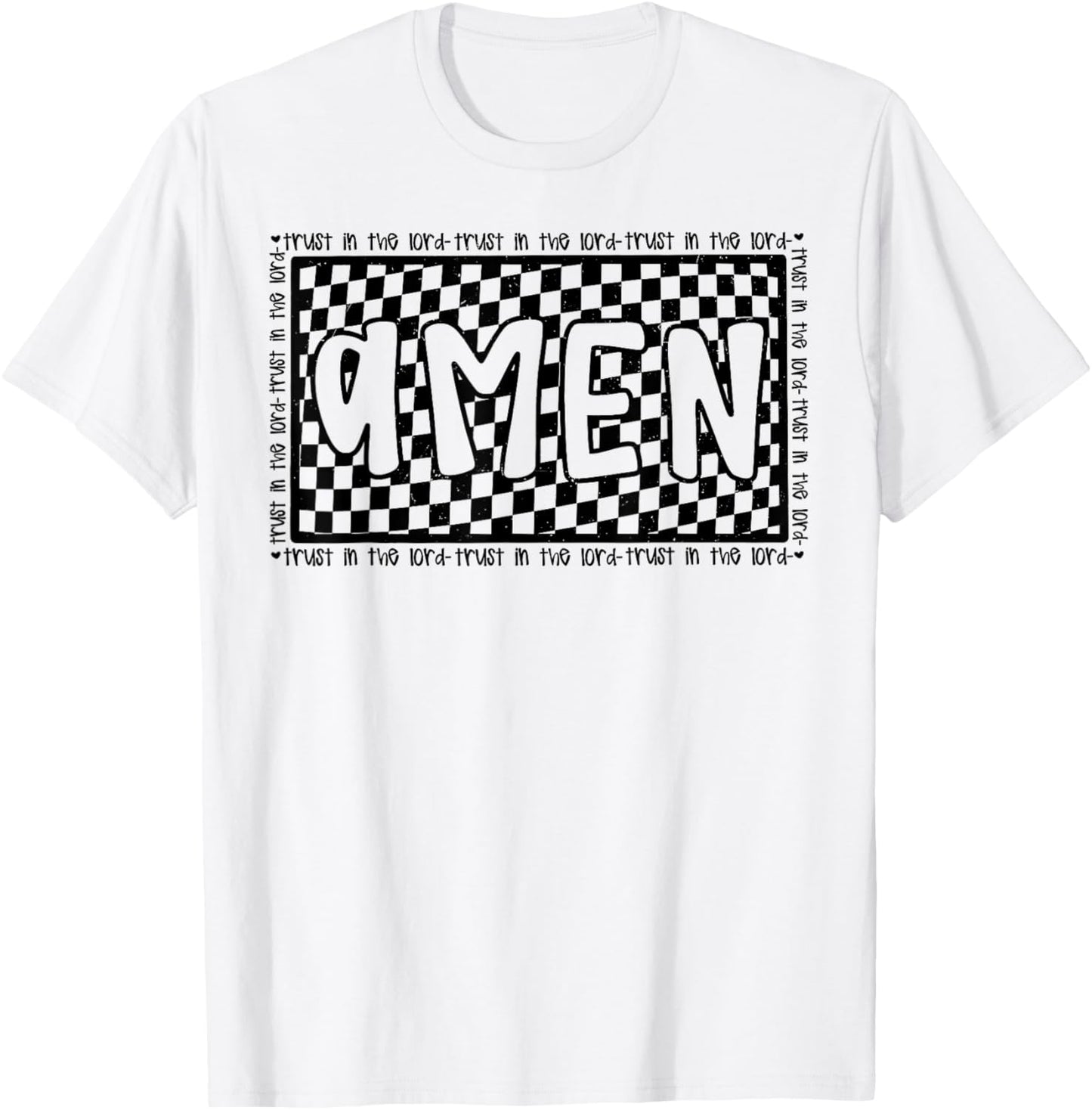 Checkered Amen Vintage Jesus Bible Verse Christian Religious T-Shirt