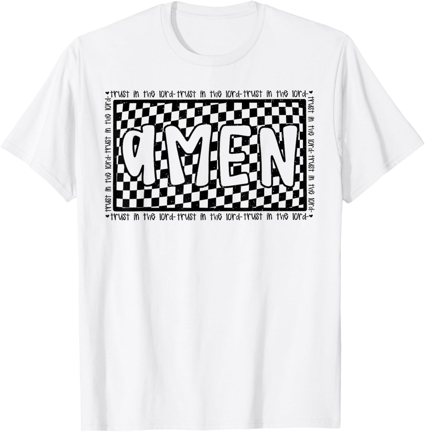 Checkered Amen Vintage Jesus Bible Verse Christian Religious T-Shirt