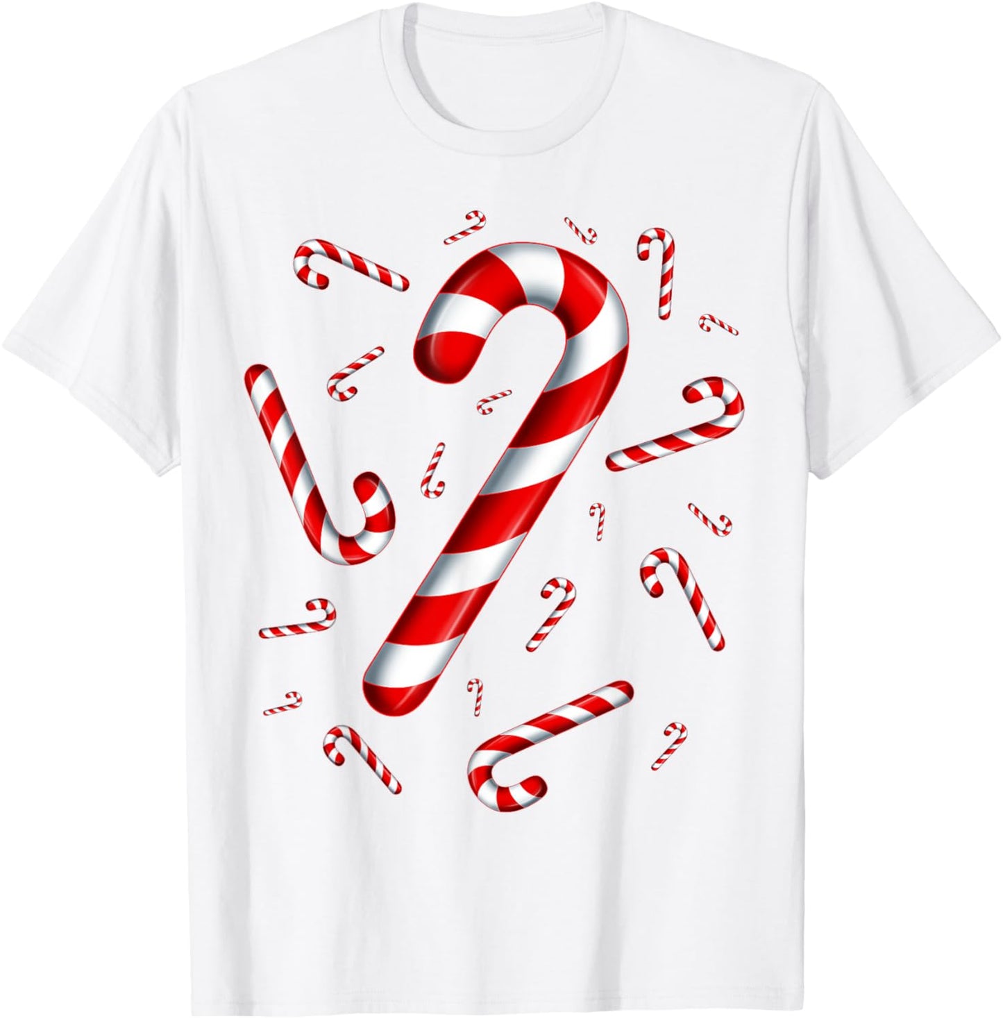 Christmas Flying Candy Cane Lover Taster Red and White Woman T-Shirt
