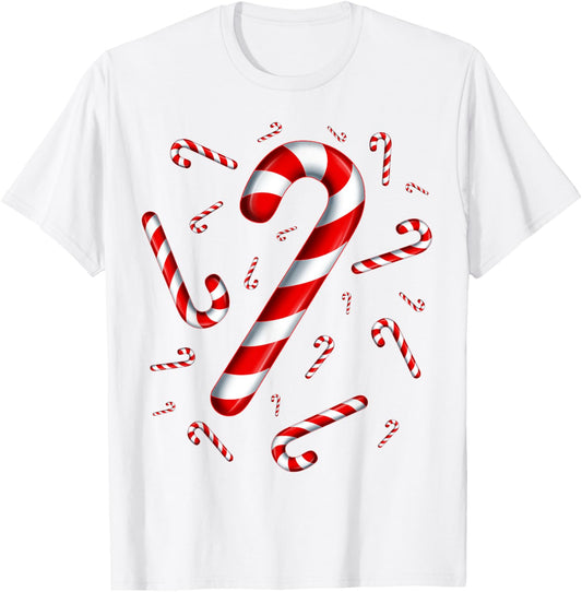 Christmas Flying Candy Cane Lover Taster Red and White Woman T-Shirt