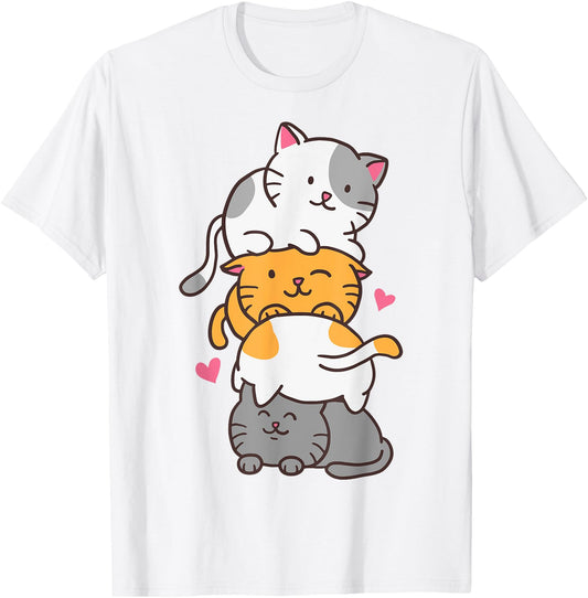 Cat Cats Cute Kitty Pile Anime Kawaii Neko Gift Cat Lovers T-Shirt for Men Women