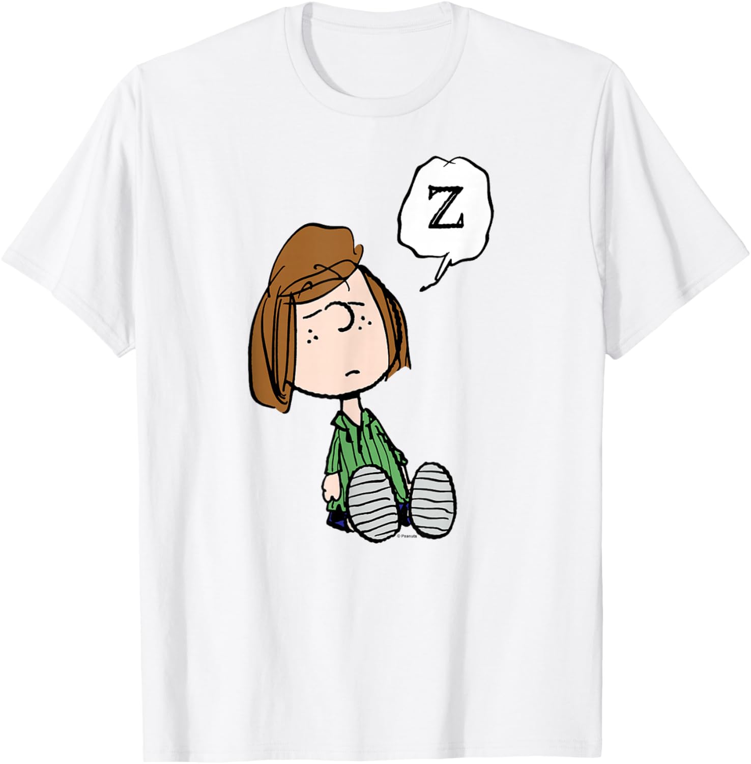 Peanuts Peppermint Patty Doze Blue Cartoon T-Shirt - Unisex-Adults, Boys - Short Sleeve, Classic Fit, Small