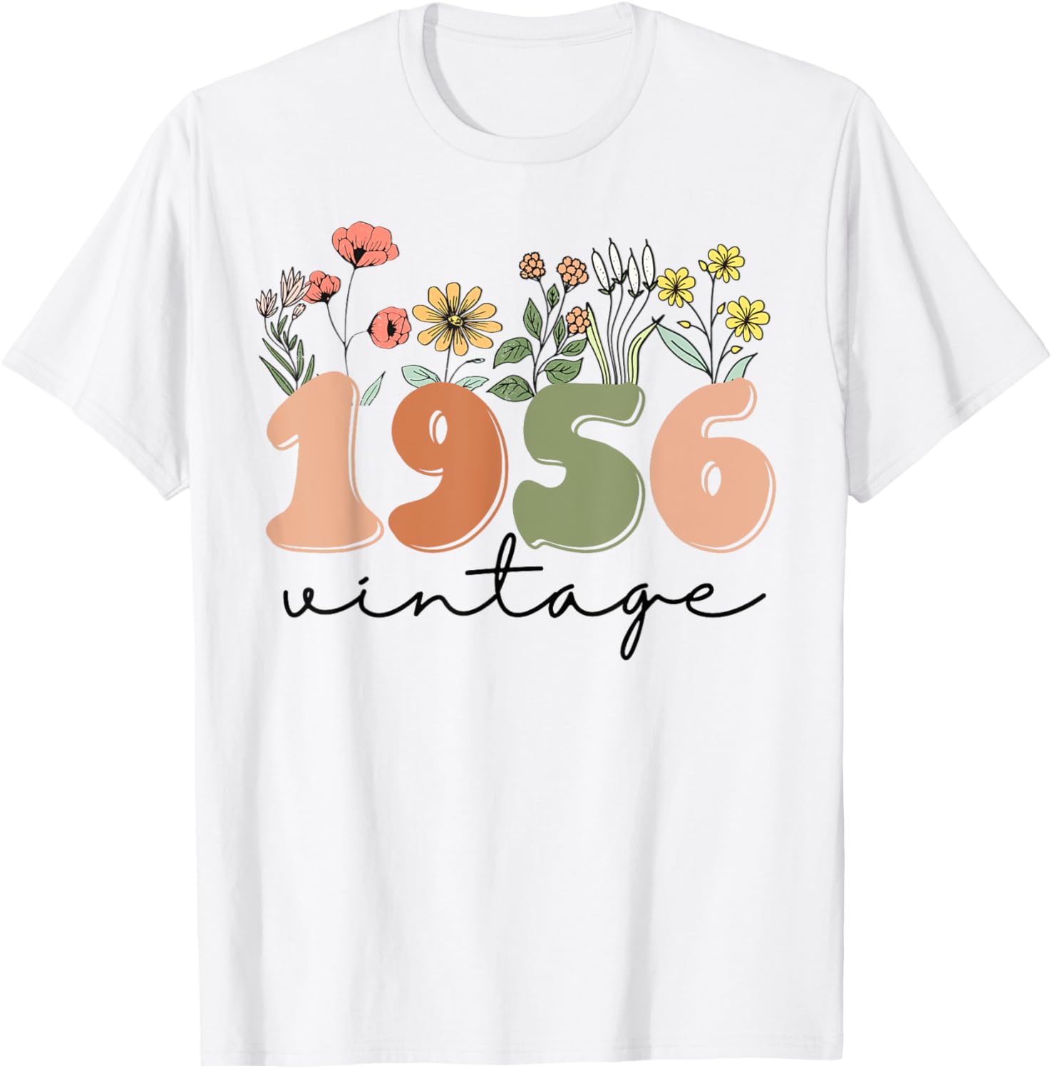 70 Years Old Vintage 1956 70th Birthday Tee Wildflower Women