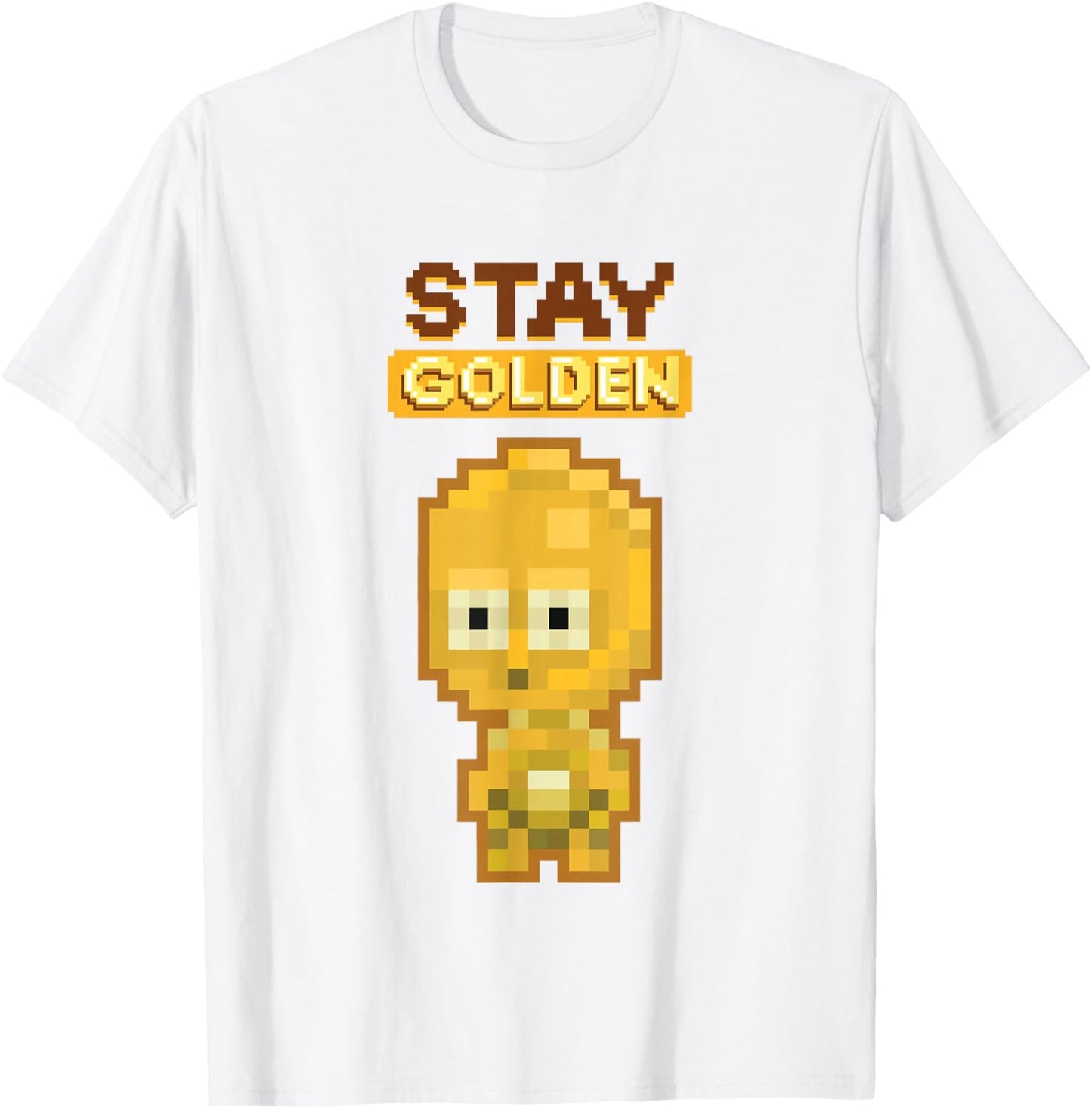 Star Wars Iconic C-3PO Stay Golden Pixel Art Chibi Big Logo
