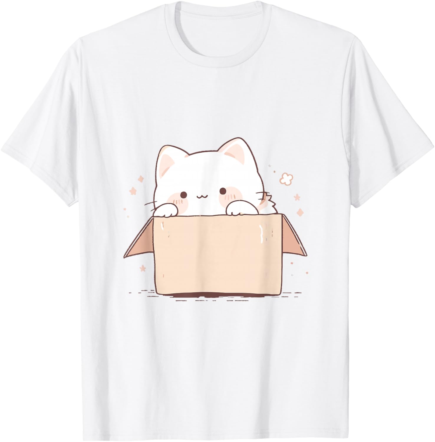 Cute White Cat in a Box Japanese Kawaii