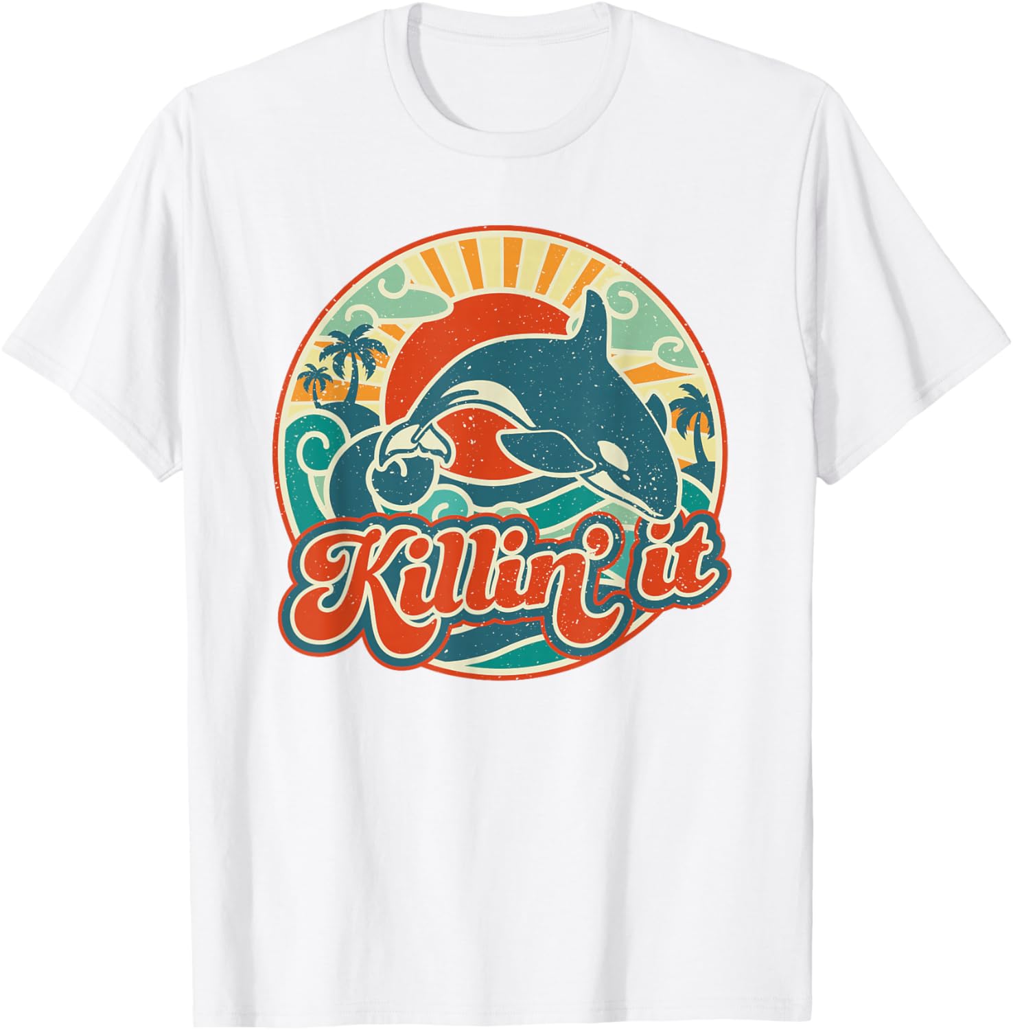 Killin It Orca Killer Whale Retro 60s Summer T-Shirt T-Shirt