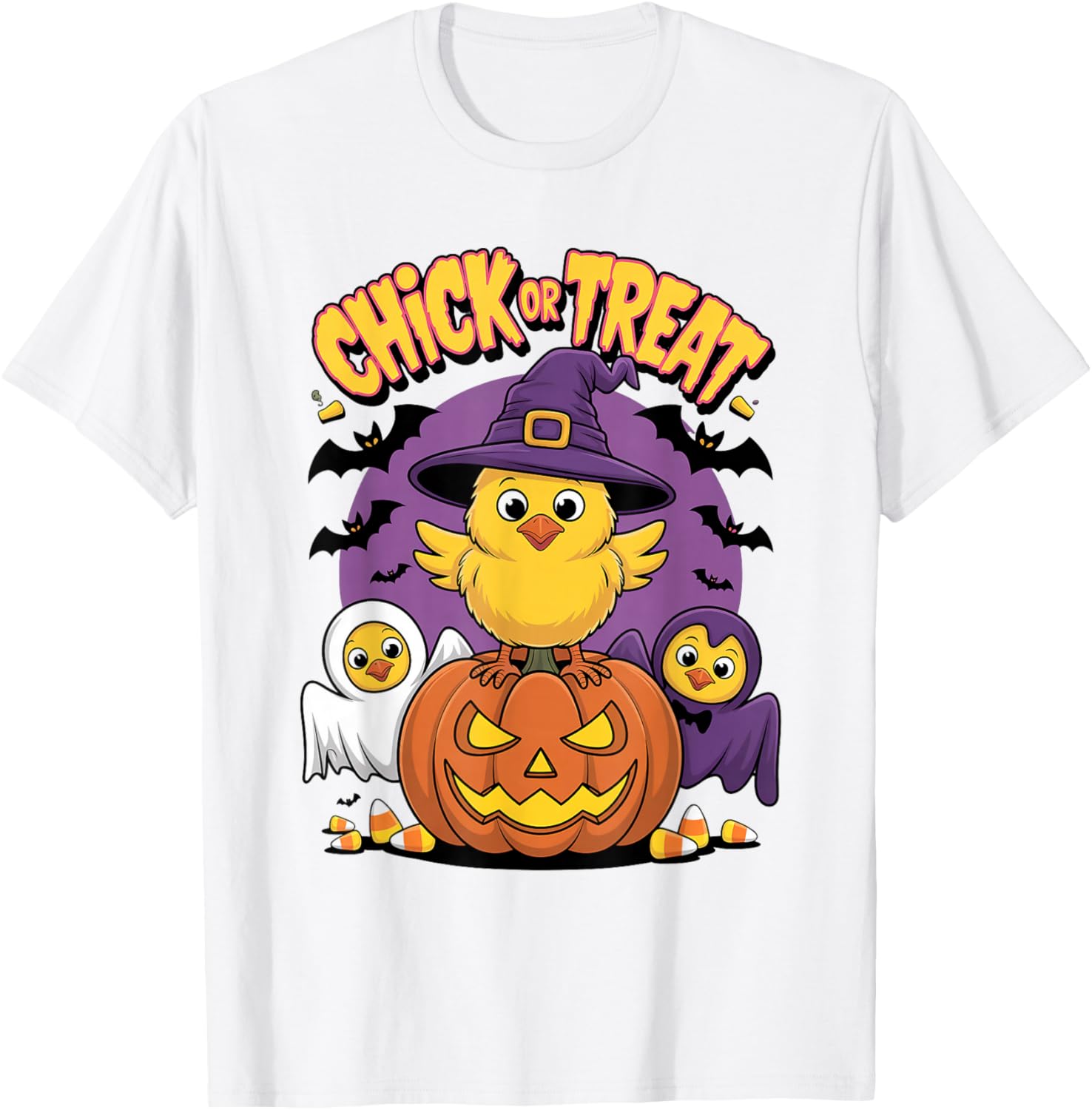 Chick or Treat Halloween Pumpkin Cute Spooky Witch, Ghost T-Shirt