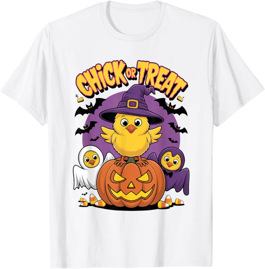 Chick or Treat Halloween Pumpkin Cute Spooky Witch, Ghost T-Shirt