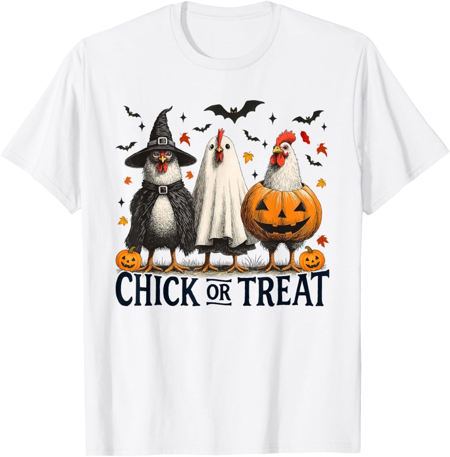 Chick Or Treat Spooky Chicken Halloween Spooky Season Kids T-Shirt