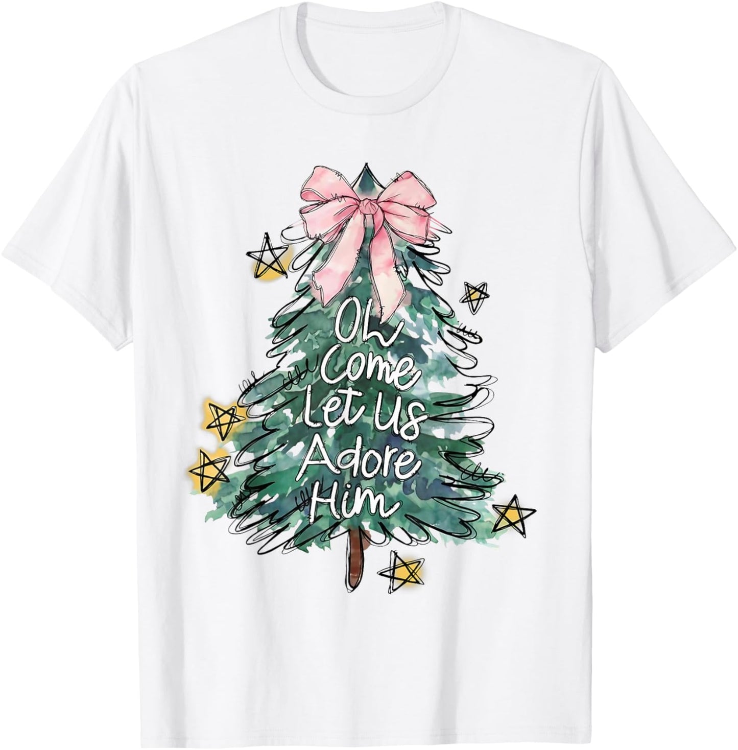 Oh Come Let Us Adore Him Christmas Xmas Tree Christian Jesus