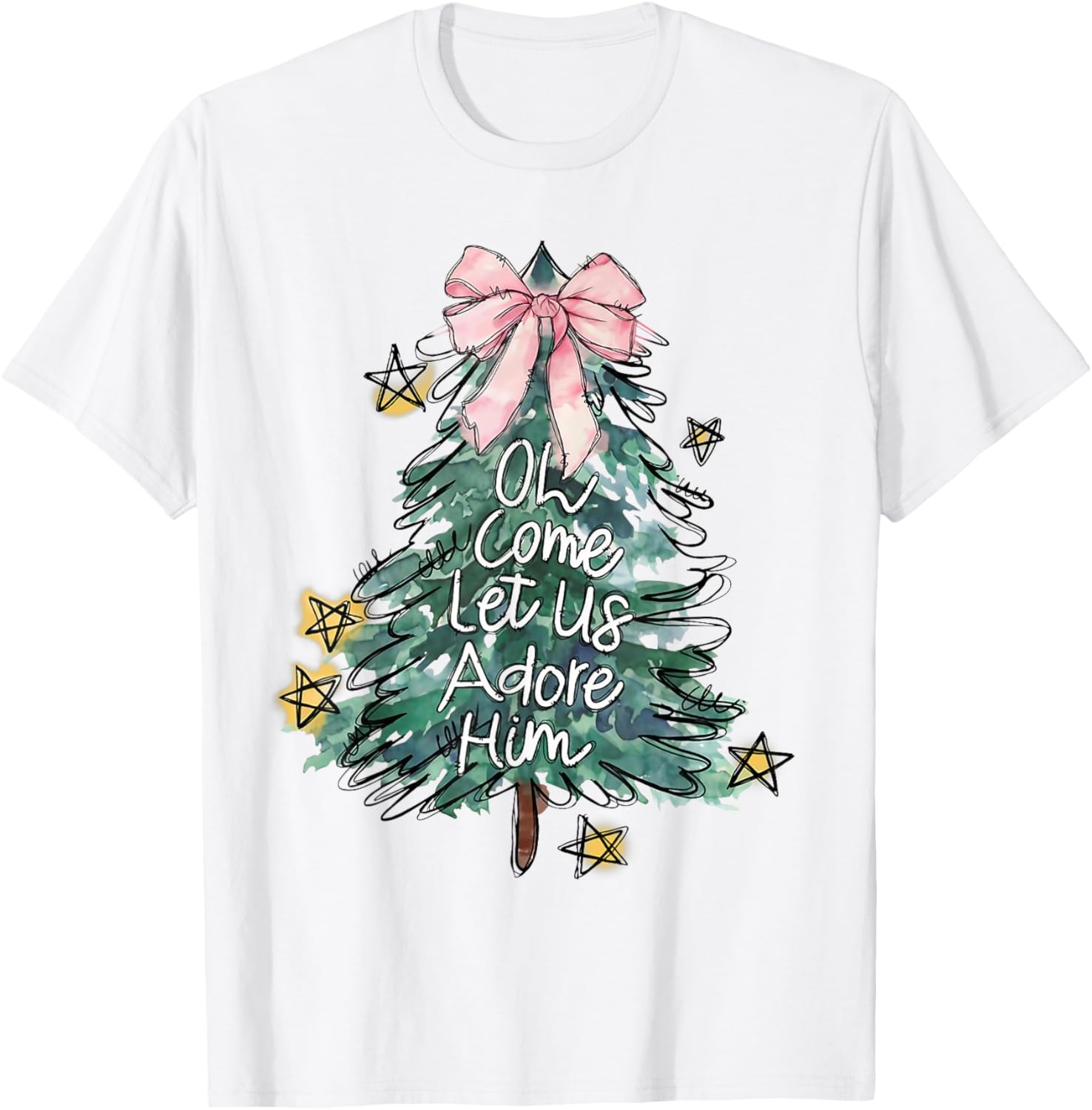 Oh Come Let Us Adore Him Christmas Xmas Tree Christian Jesus