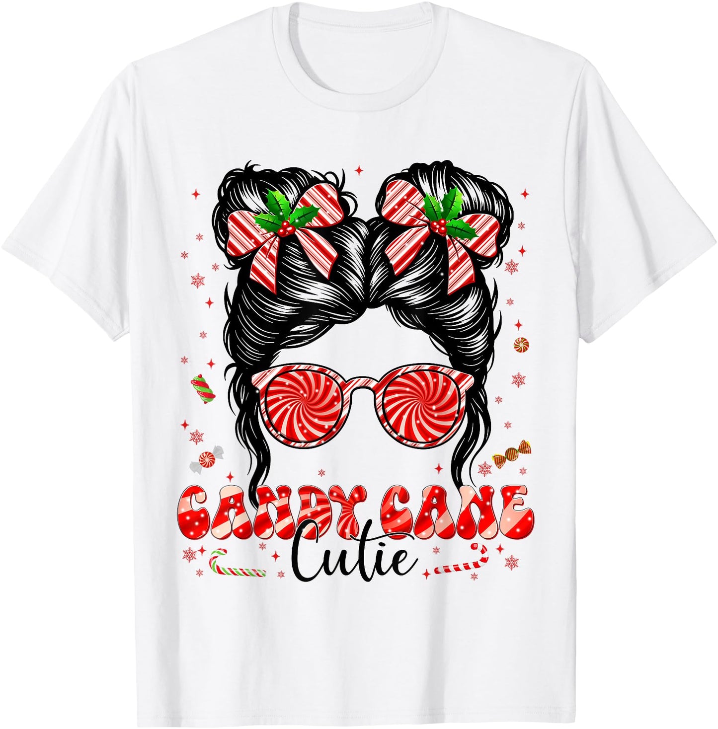 Coquette Messy Bun Candy Cane Cutie Pajamas Christmas Girl