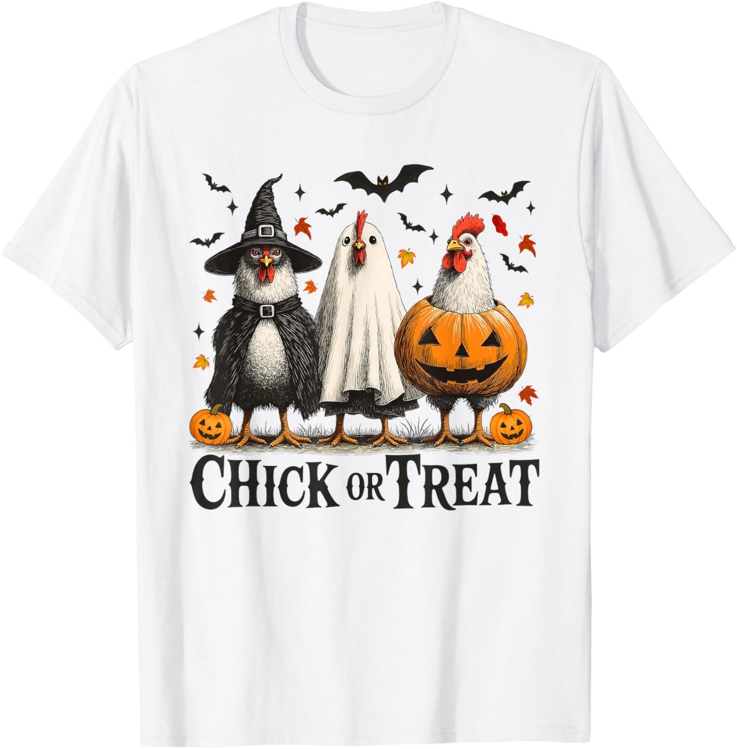 Chick Or Treat Spooky Chicken Halloween Spooky Season Kids T-Shirt
