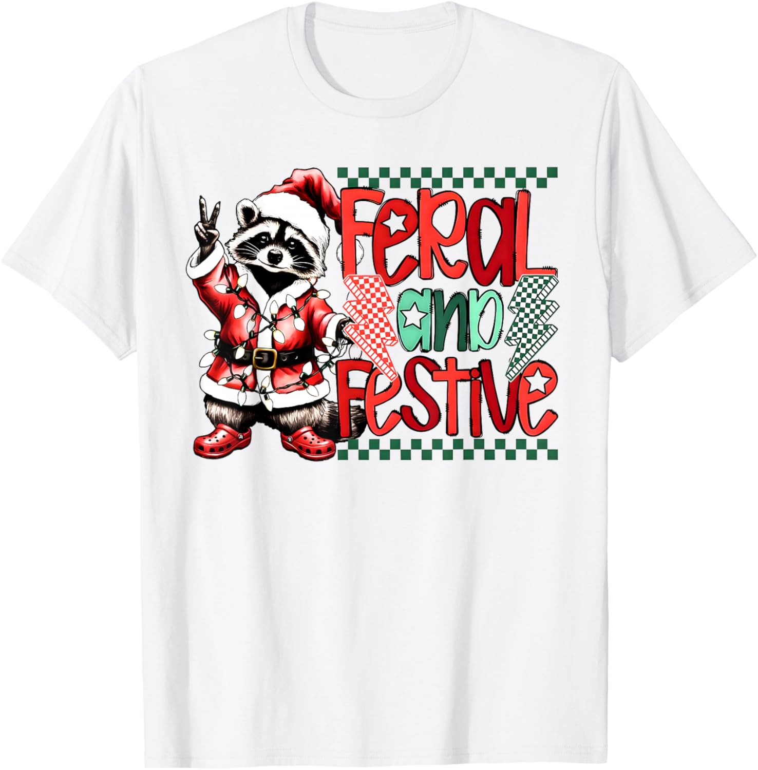Feral and Festive Raccoon Funny Christmas Feral Raccoon Xmas