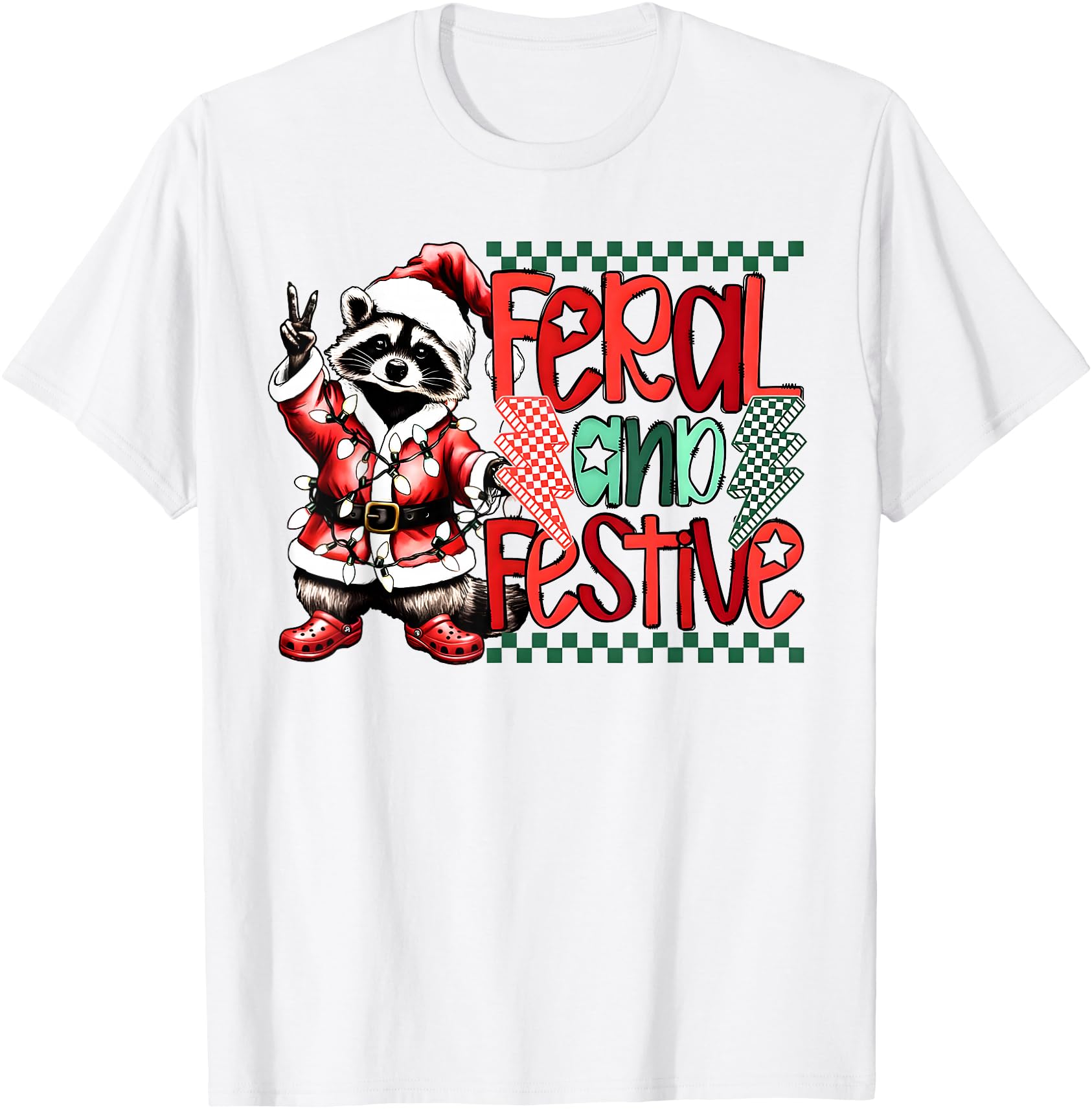 Feral and Festive Raccoon Funny Christmas Feral Raccoon Xmas