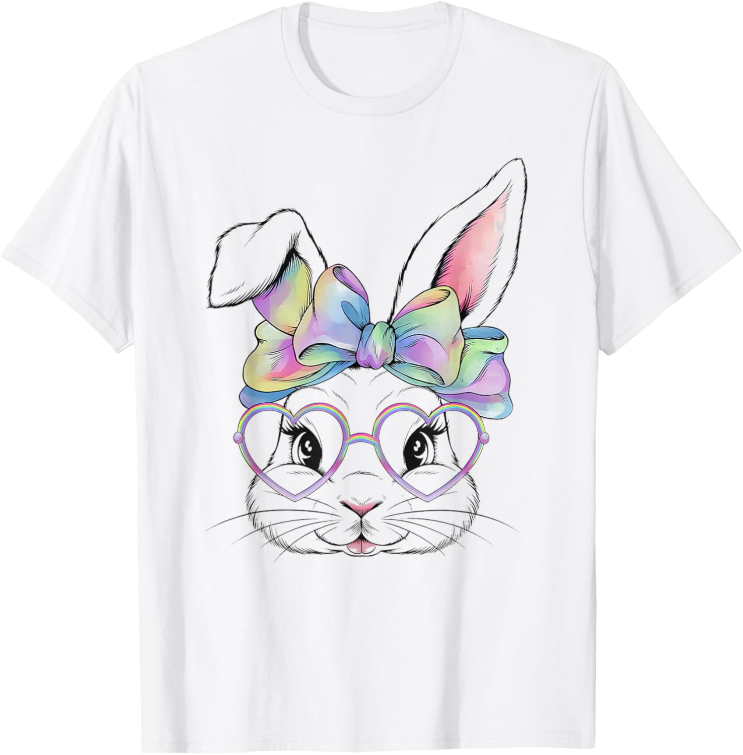 Cute Bunny Rabbit Face Tie Dye Glasses Girl Happy Easter Day