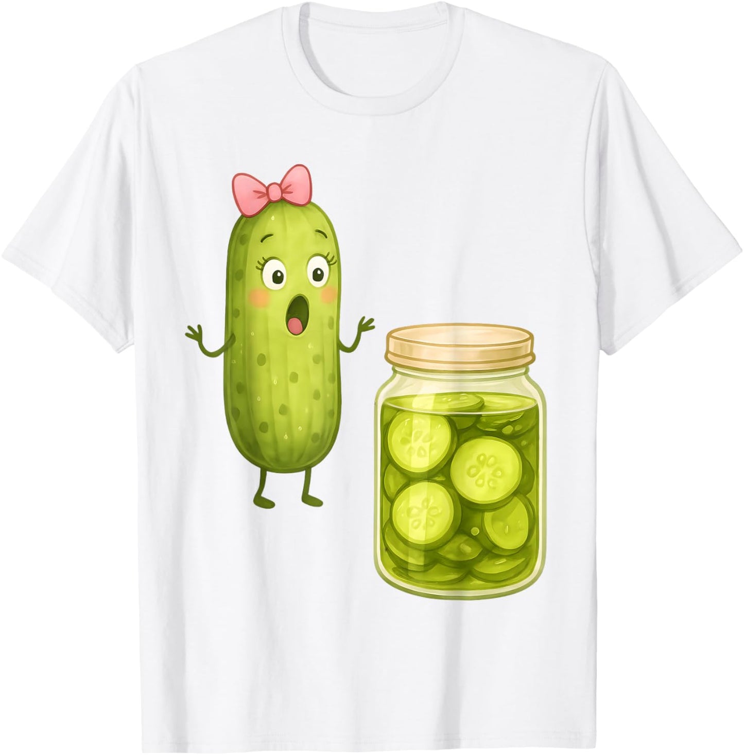 Funny Pickle Surprise Cucumber and Jar Pickle Bow Girl Women