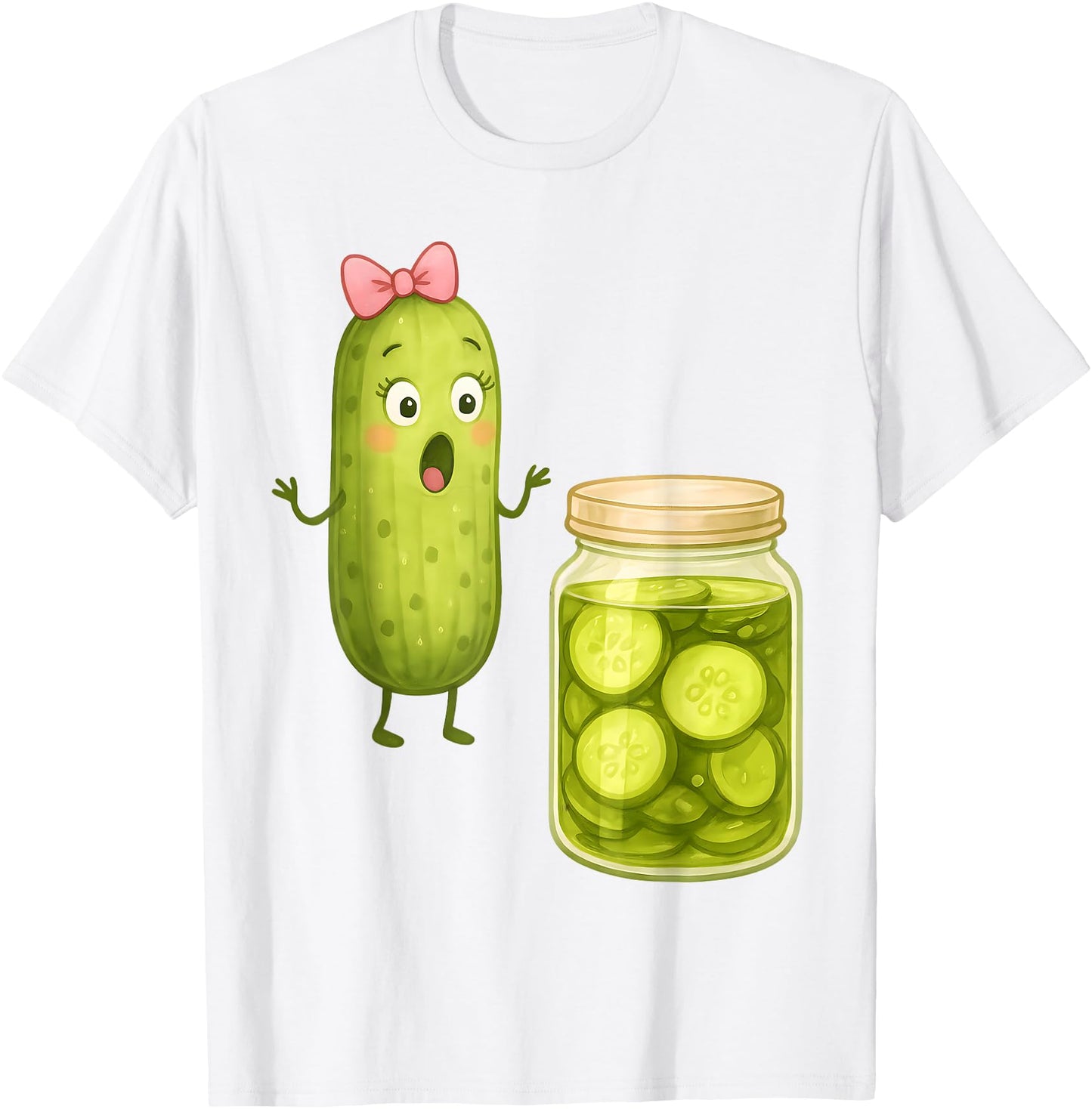 Funny Pickle Surprise Cucumber and Jar Pickle Bow Girl Women