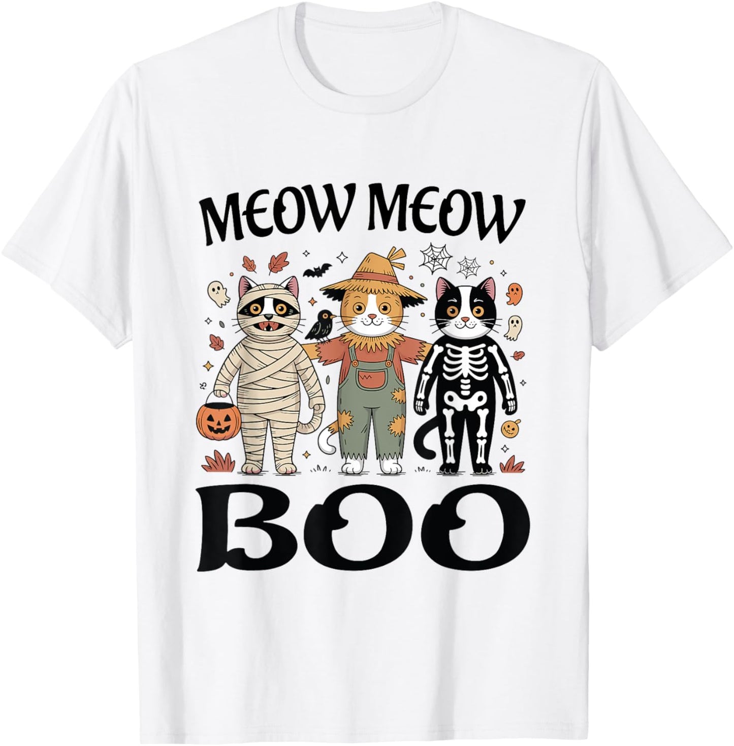 Cat Meow Meow Boo Funny Halloween Cute Cats Costume T-Shirt