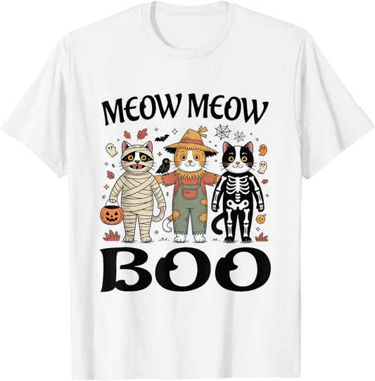 Cat Meow Meow Boo Funny Halloween Cute Cats Costume T-Shirt