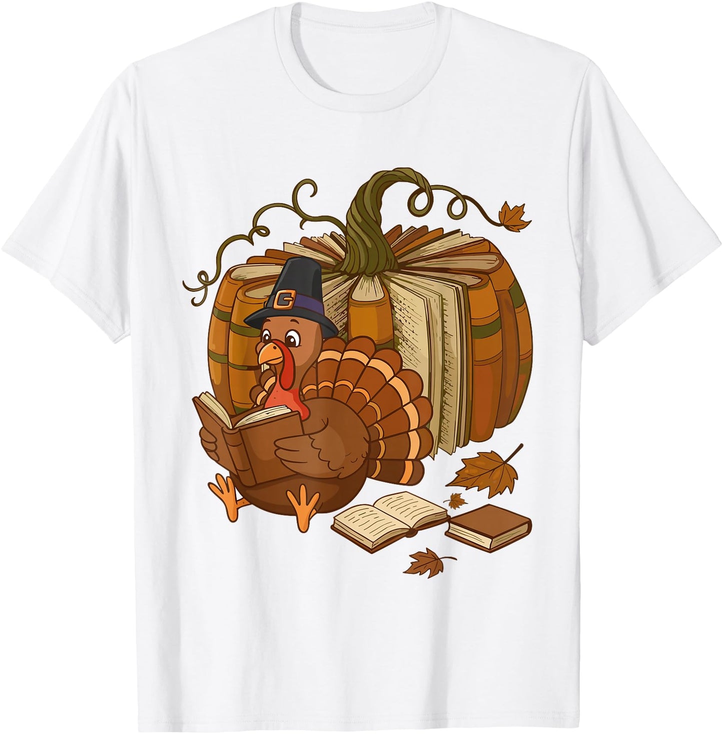 Funny Turkey Reading Book Thanksgiving Teacher Pumpkin Fall