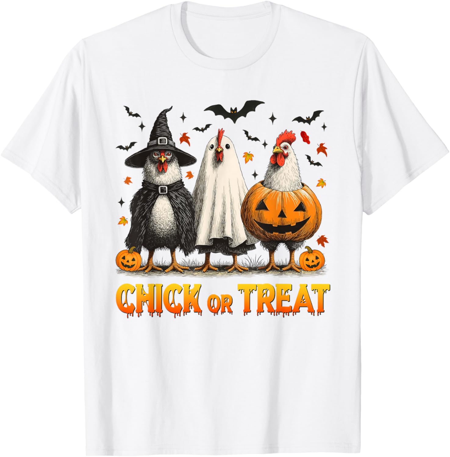 Chick Or Treat Spooky Chicken Halloween Spooky Season Kids T-Shirt