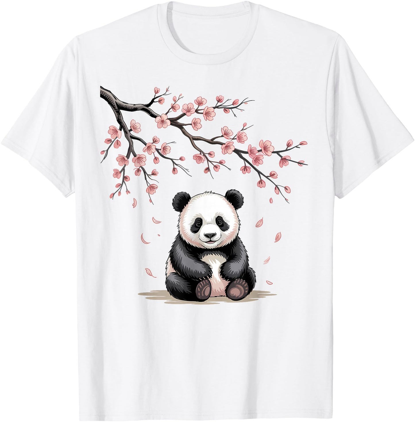 Cute Panda Sakura Cherry Blossoms Sumi-E Japanese Aesthetic