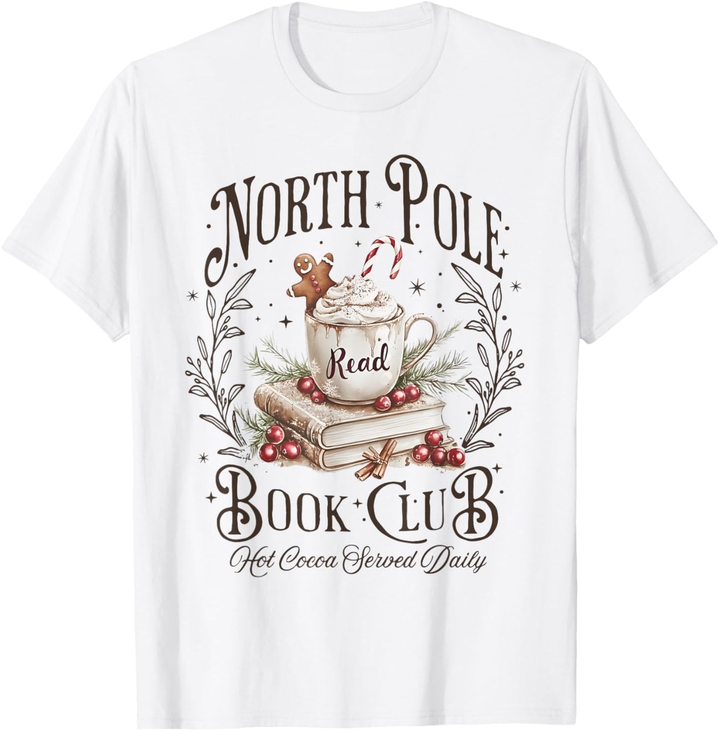 Womens North Pole Book Club Christmas Xmas Hot Cocoa Bookish