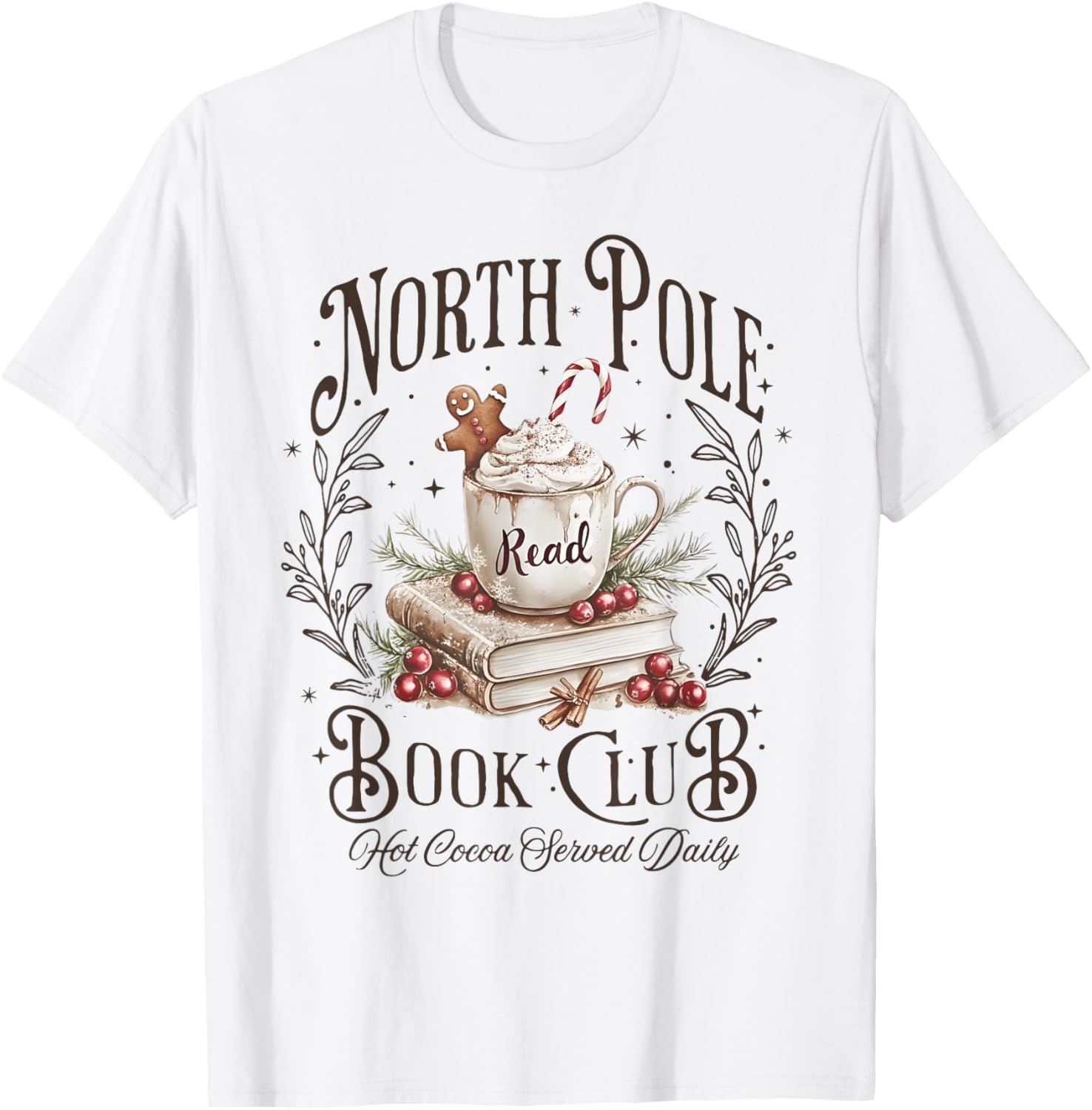 Womens North Pole Book Club Christmas Xmas Hot Cocoa Bookish