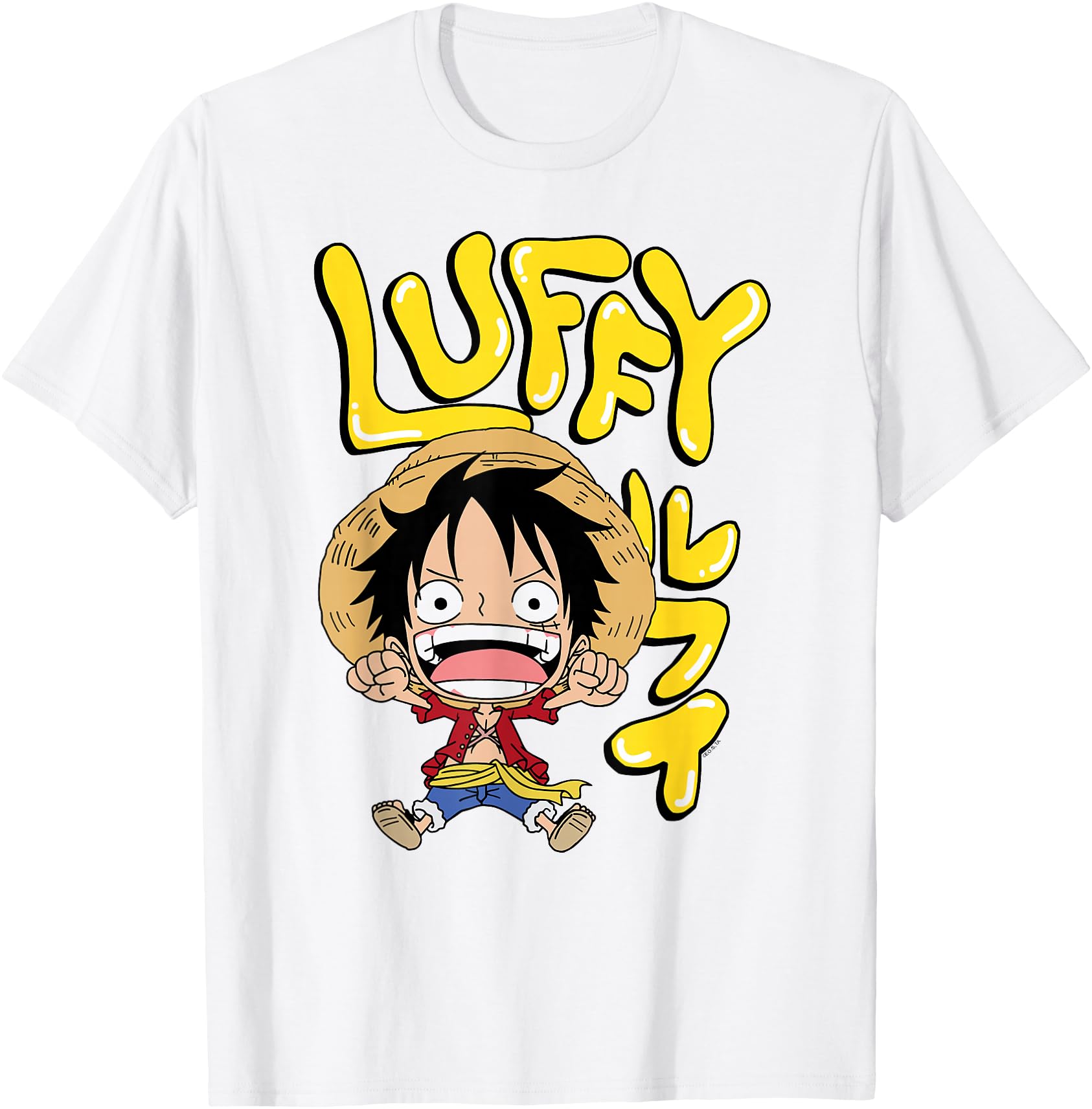 One Piece Anime Luffy Chibi with Bubble Letters