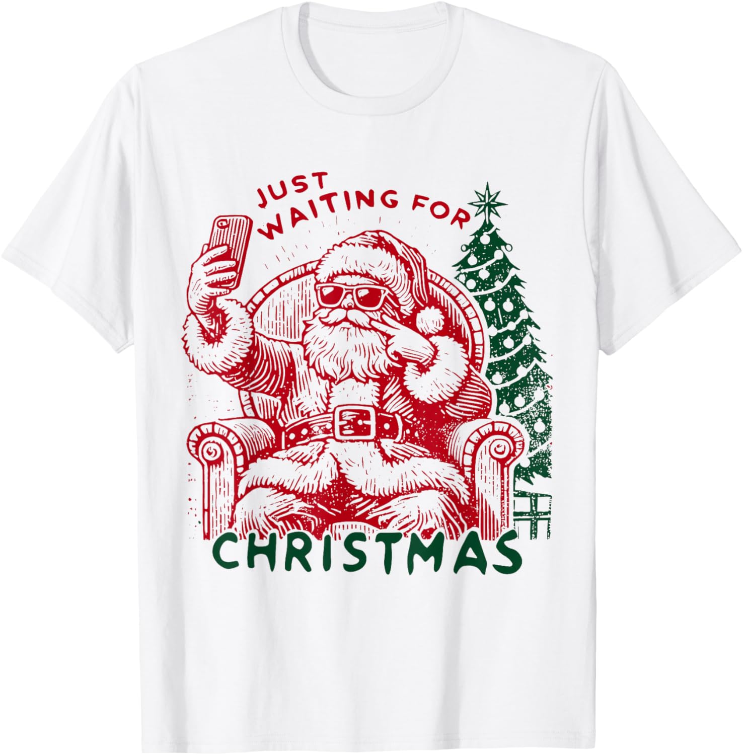 Vintage Xmas Holiday Just Waiting for Christmas Santa Clause