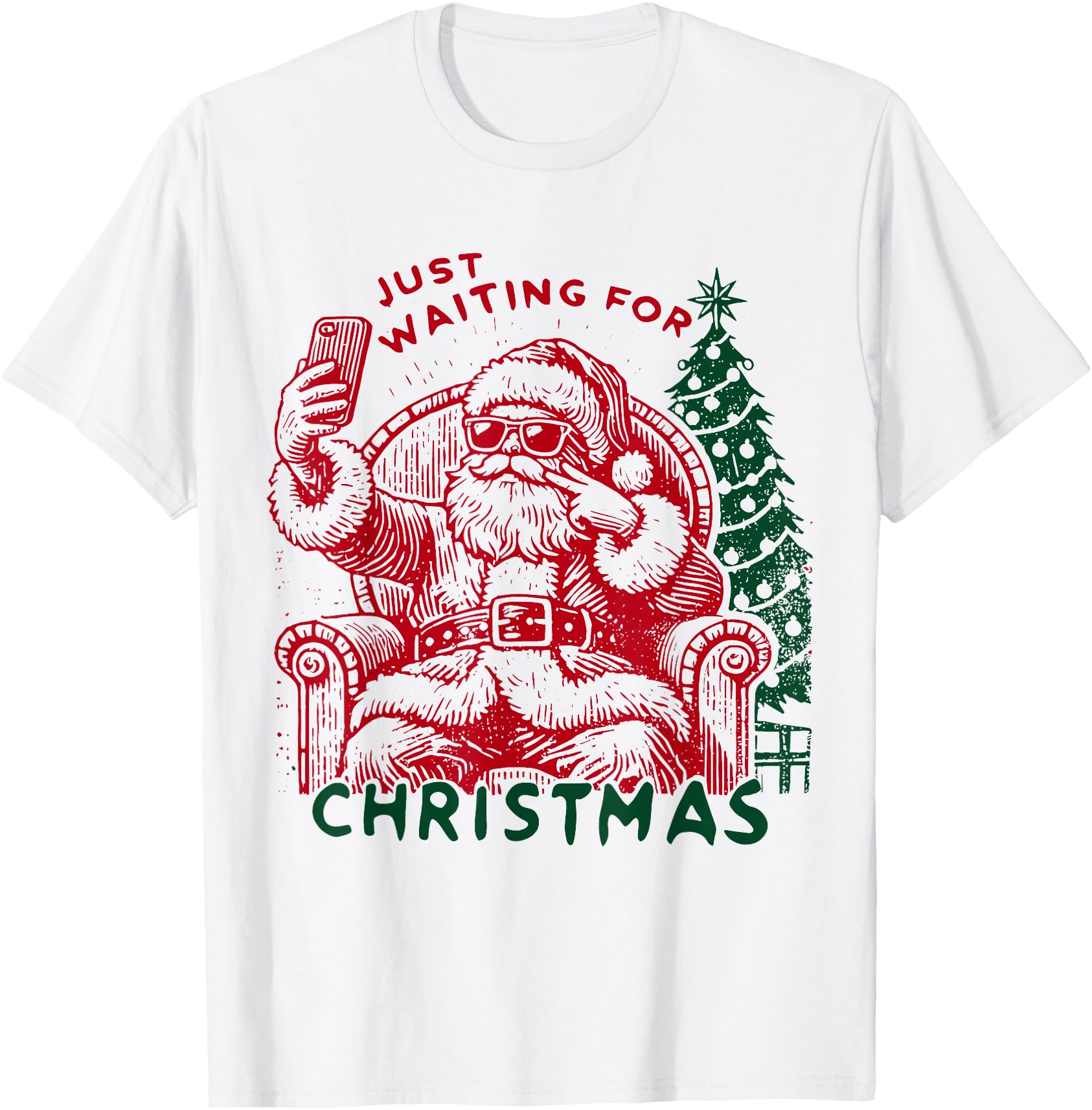 Vintage Xmas Holiday Just Waiting for Christmas Santa Clause