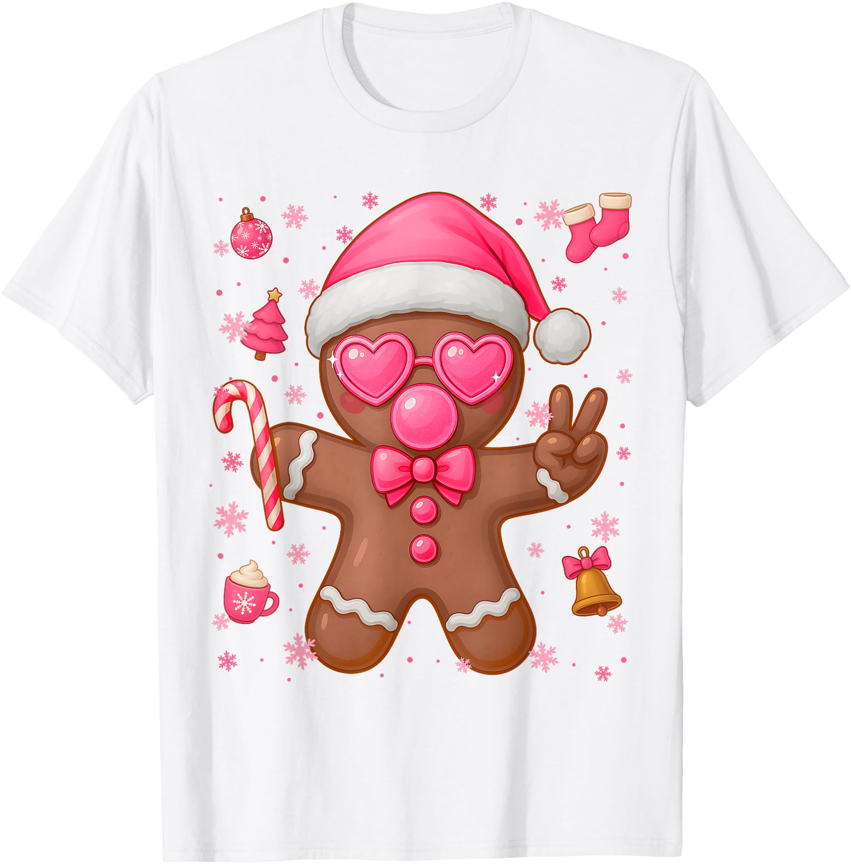 Cute Pink Gingerbread Bubble Gum Christmas Xmas Girl