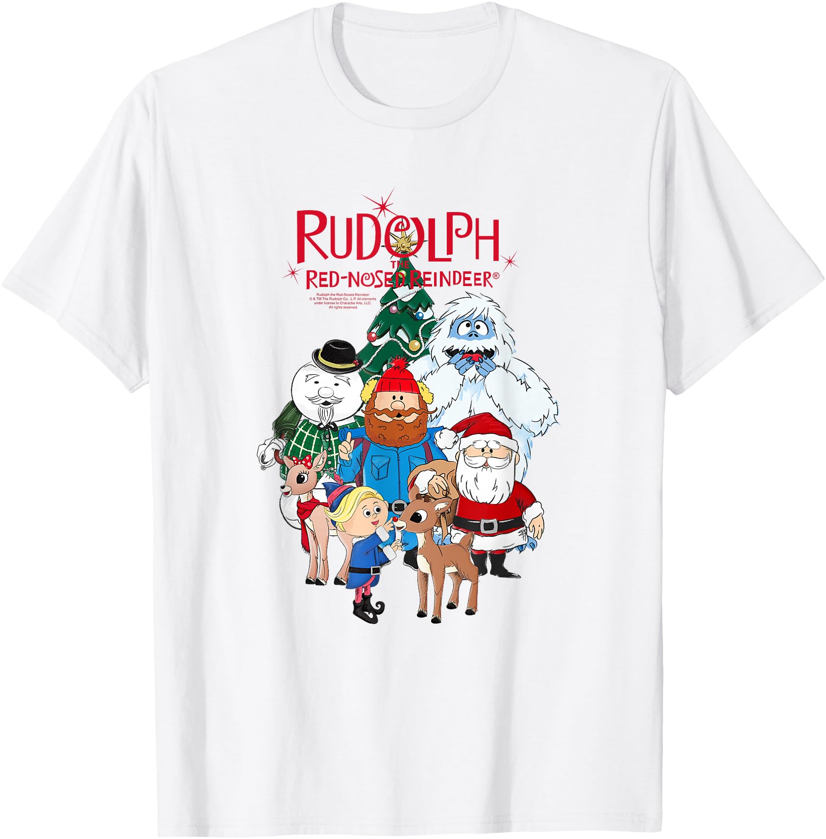 Rudolph Characters with Christmas Tree Retro Holiday