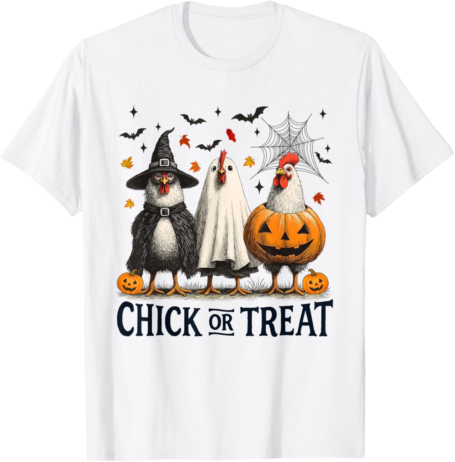 Chick Or Treat Spooky Chicken Halloween Spooky Season Kids T-Shirt