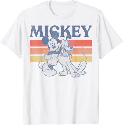Disney Mickey and Friends Mickey and Pluto Retro Line T-Shirt Small