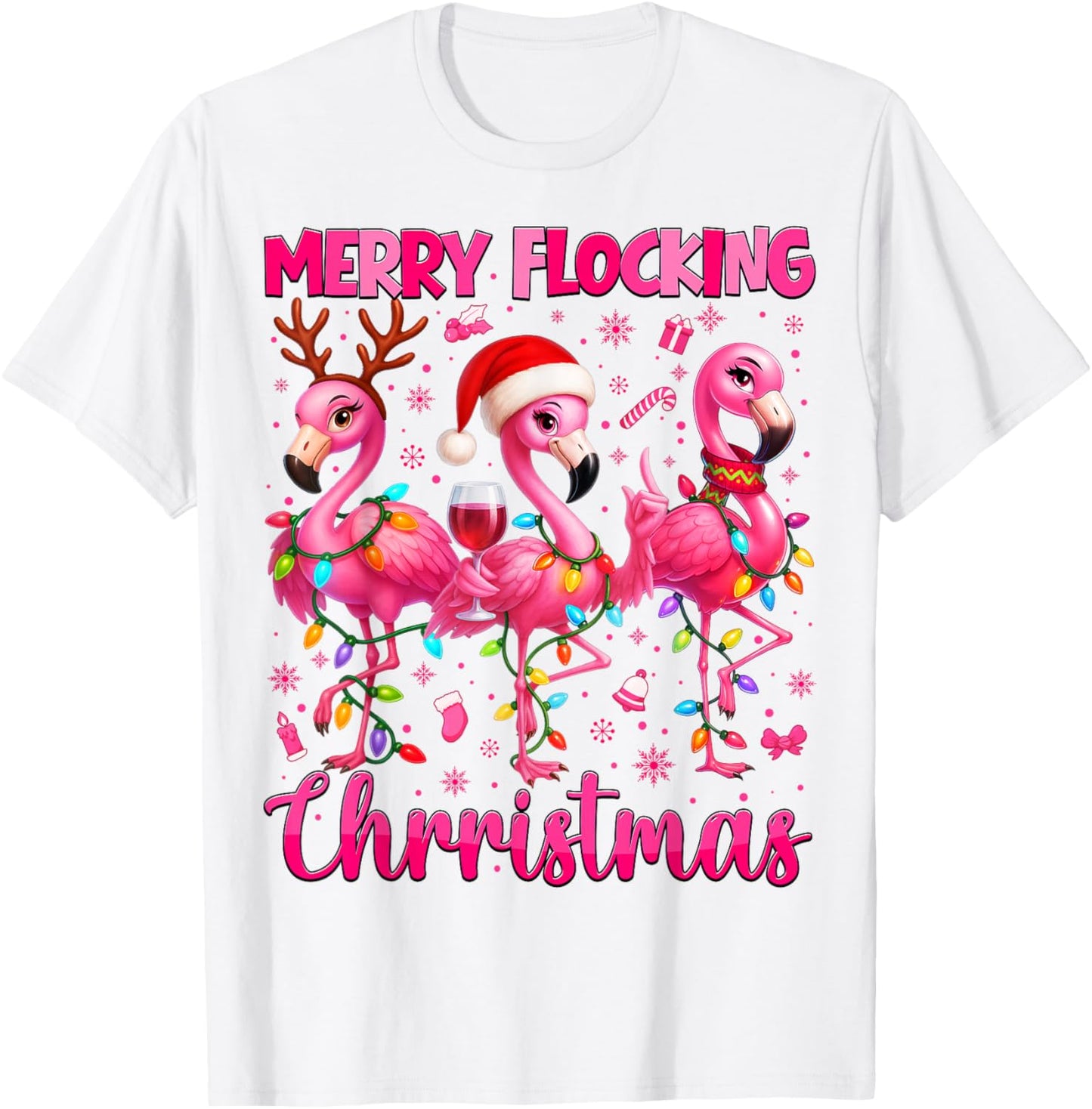 Merry Flocking Christmas Flamingo Drink Pjs Xmas Men