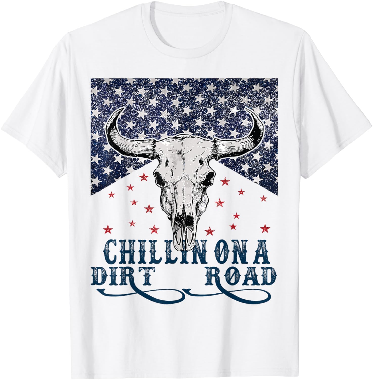 Chillin On A Dirt Road Country Music Western Vintage US Flag T-Shirt