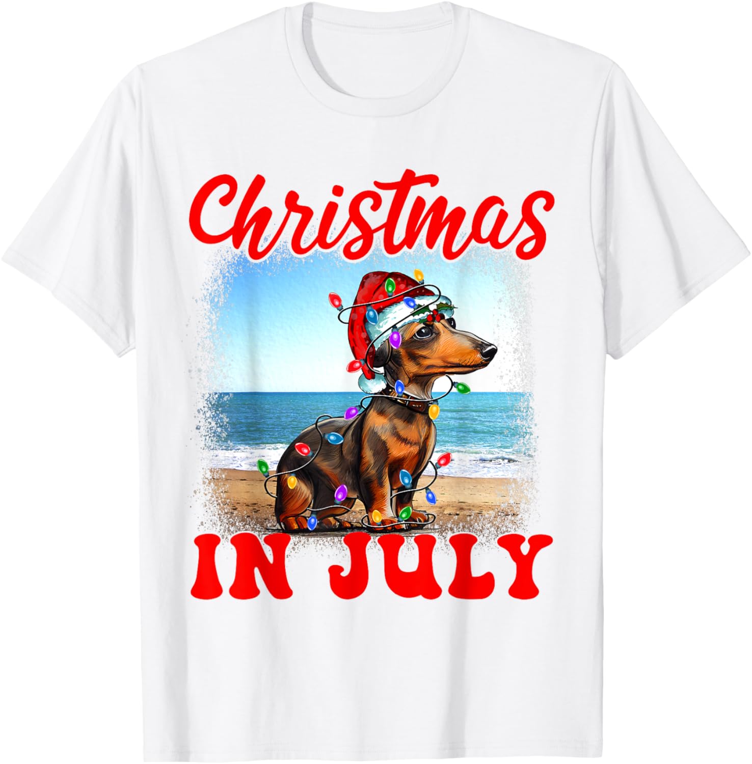 Christmas in July Dog Lover Xmas Funny Dachshund Mom Summer T-Shirt