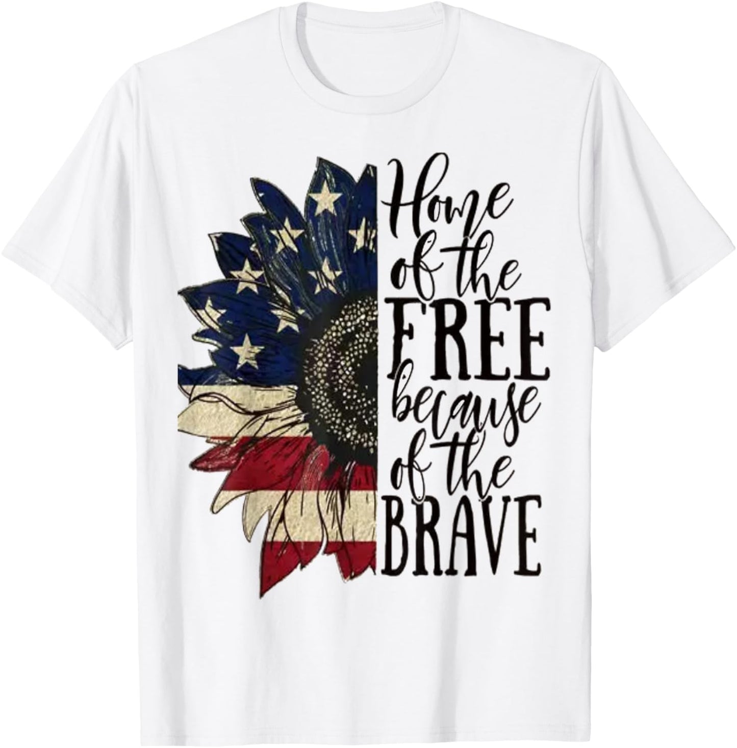 American Flag Patriot home of the free because of the brave T-Shirt