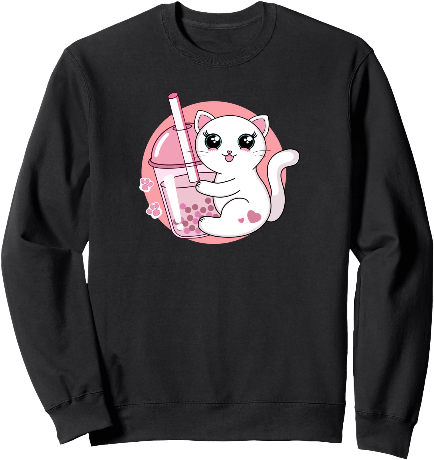 Anime Kawaii Cat Drinking Boba Bubble Tea Cute Japanese Neko Sweatshirt