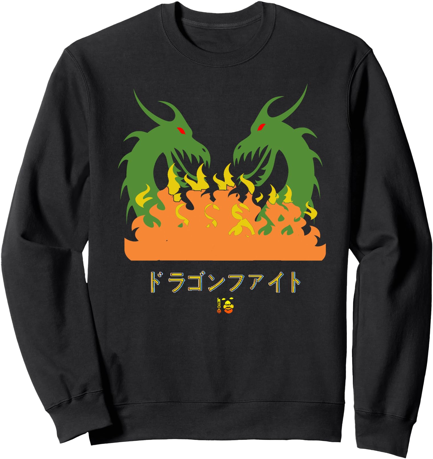Two Green Japanese Dragons Into The Fire Sweatshirt