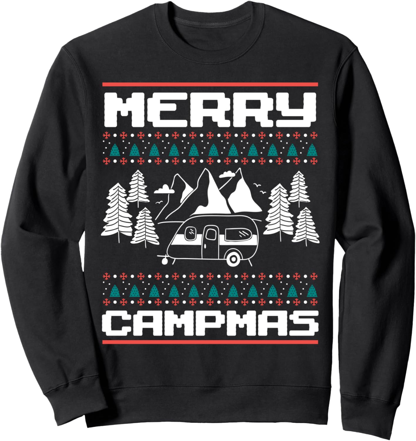 Merry Campmas Tent Camper Ugly Christmas Xmas Party Sweatshirt