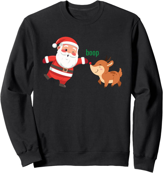 Christmas Boop with Santa and his Reindeer cute holiday Sweatshirt